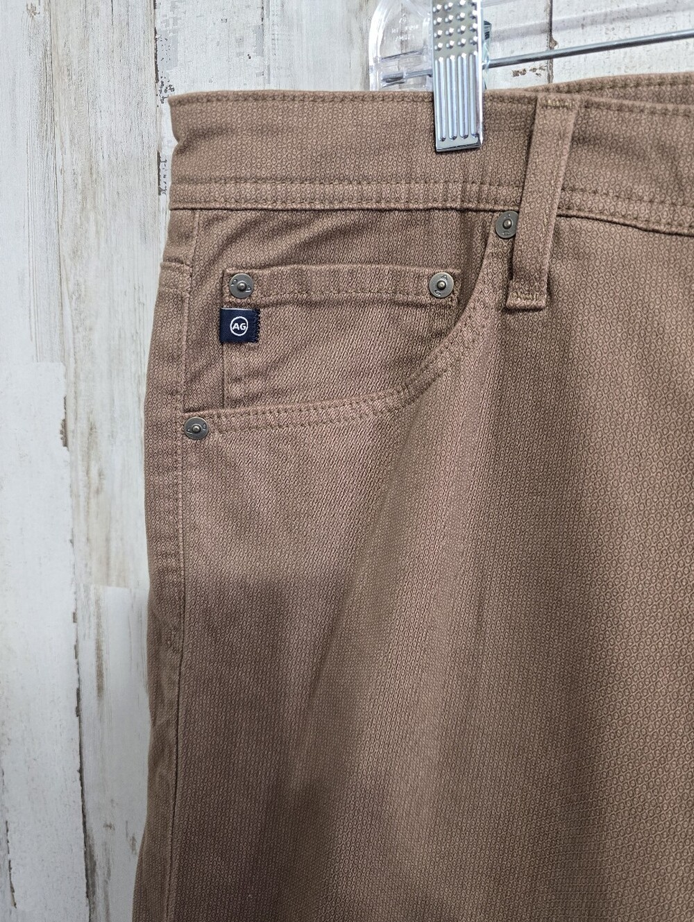 AG Adriano Goldschmied Brown Everett SUD Sueded Sateen Slim Straight Pants 40x32 - Picture 2 of 7